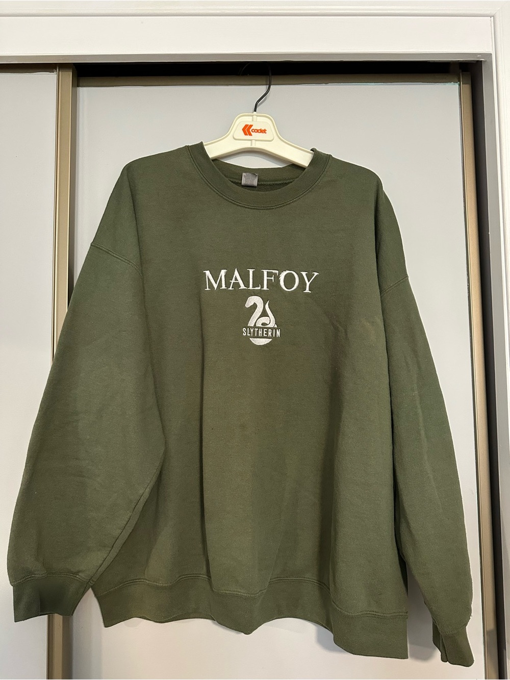 Harry Potter Draco Malfoy Slytherin Olive Green Crewneck Sweater